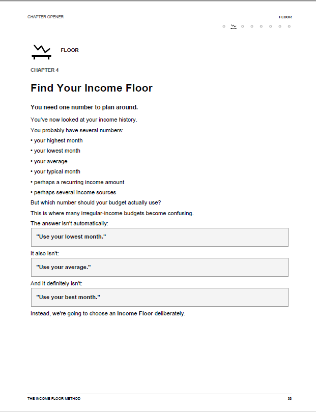 Income Floor workbook page